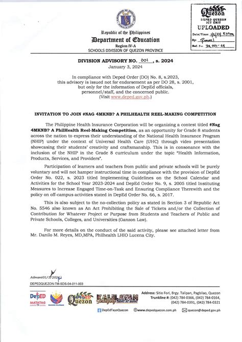 Division Advisory .